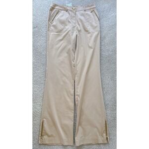 NEW St John Sport by Marie Gray Pants Women's 8 Tan Cotton Stretch Zip Leg